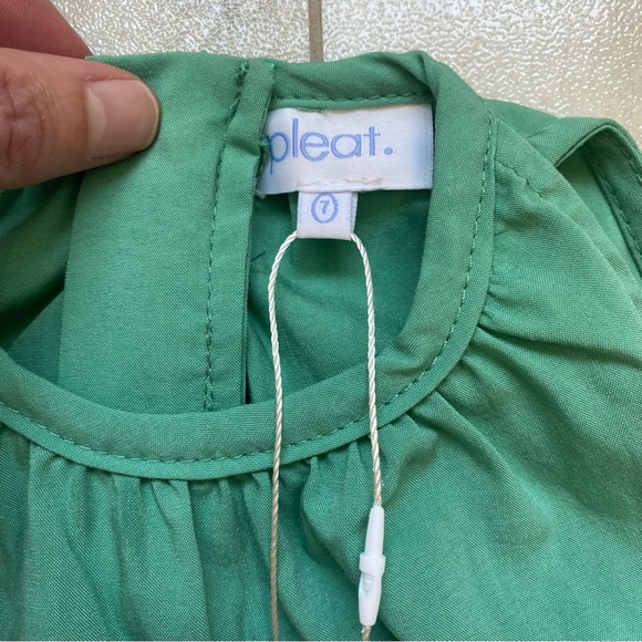 NWT Pleat. Wells Jade Green High Neck Sleeveless Dress Layered Skirt, girls 7 - Picture 7 of 13